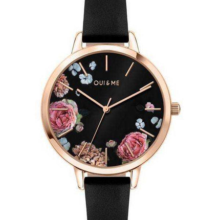 Orologio da donna Oui & Me Grande Fleurette quadrante nero cinturino in pelle al quarzo ME010109