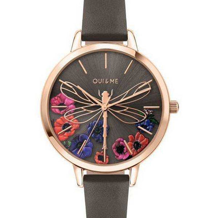 Orologio da donna Oui & Me Grande Fleurette quadrante grigio scuro con cinturino in pelle al quarzo ME010111