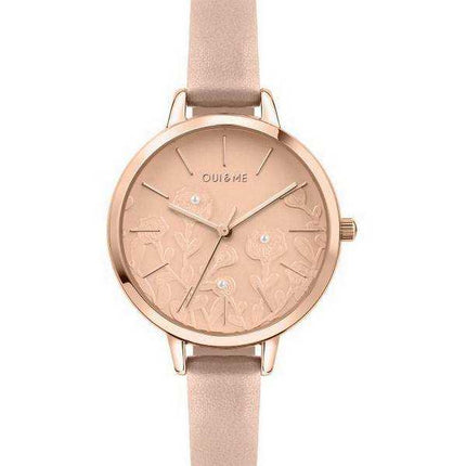 Orologio da donna Oui & Me Petite Fleurette in oro rosa con quadrante lucido cinturino in pelle al quarzo ME010129