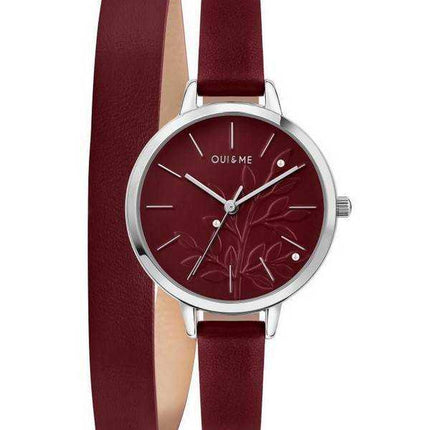 Oui & Me Petite Fleurette Borgogna Sunray Quadrante Cinturino in pelle Quarzo ME010133 Orologio da donna