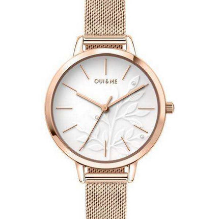 Oui & Me Fleurette quadrante bianco in acciaio inossidabile tono oro rosa quarzo ME010134 Orologio da donna