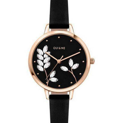 Orologio da donna Oui & Me Petite Fleurette quadrante nero opaco cinturino in pelle al quarzo ME010137