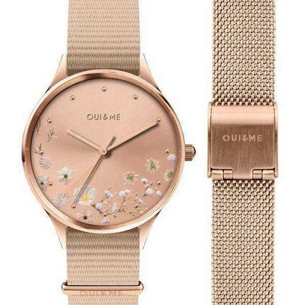 Oui & Me Petite Bichette Orologio da donna con cinturino in nylon quadrante Sunray in oro rosa ME010174