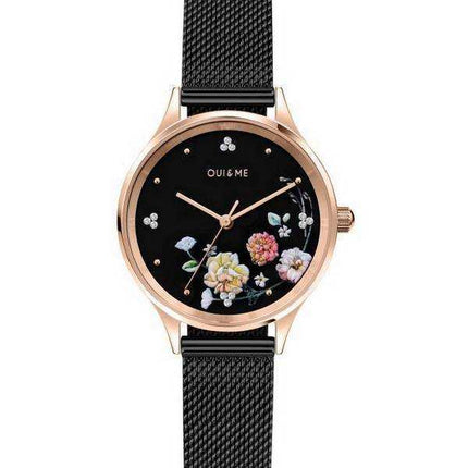 Oui & Me Minette Crystal Accenti Quadrante nero in acciaio inossidabile Quarzo ME010182 Orologio da donna