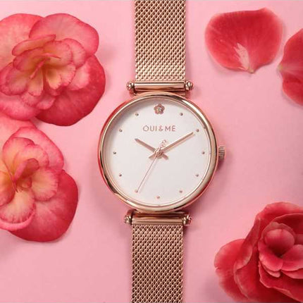 Oui & Me Etoile orologio da donna in acciaio inossidabile oro rosa quadrante bianco al quarzo ME010297