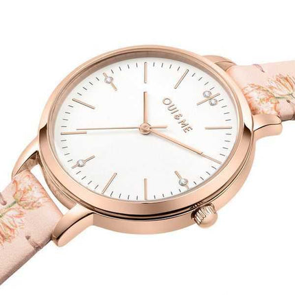 Oui & Me Fleurette in acciaio inossidabile quadrante bianco al quarzo ME010304 orologio da donna con bracciale extra