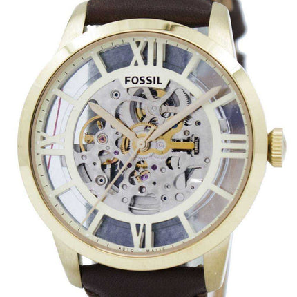 Orologio da uomo Fossil Townsman Automatic Skeleton Dial in pelle marrone ME3043