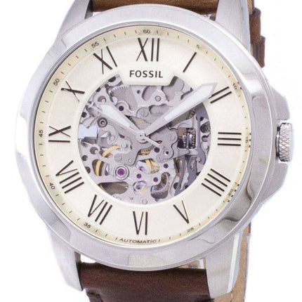 Orologio da uomo Fossil Grant Automatic Beige Skeleton Dial ME3099
