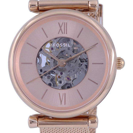 Orologio da donna automatico ME3175 in acciaio inossidabile tono oro rosa Fossil Carlie