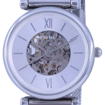 Orologio da donna automatico in acciaio inossidabile Fossil Carlie con quadrante argentato ME3176