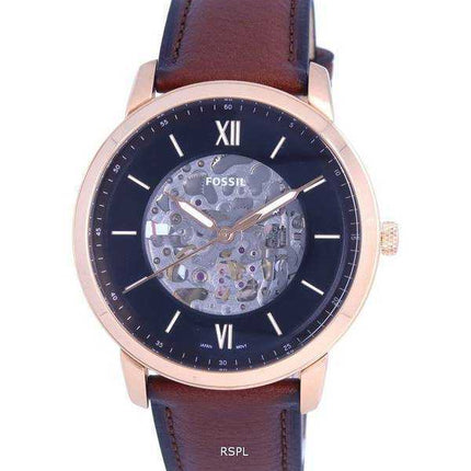 Fossil Neutra Skeleton Leather quadrante nero automatico ME3195 orologio da uomo