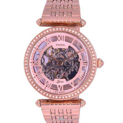 Fossil Lyric Crystal accenti in oro rosa quadrante scheletro automatico ME3198 orologio da donna
