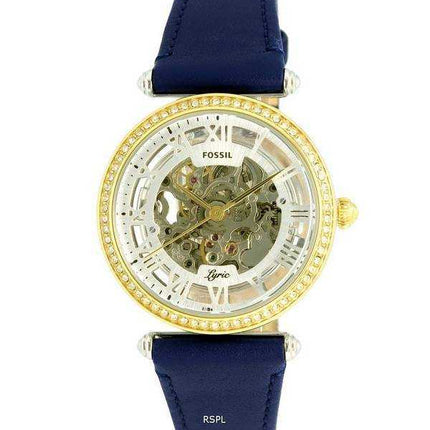 Orologio da donna Fossil Lyric Crystal accenti in pelle con quadrante scheletro automatico ME3199