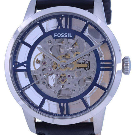 Orologio da uomo automatico ME3200 con cinturino in pelle con quadrante scheletrato Fossil Townsman