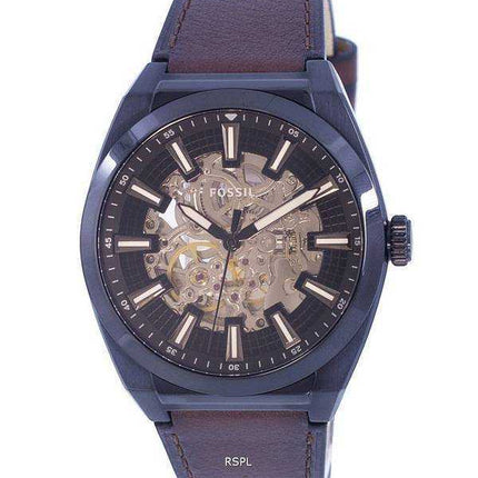 Orologio da uomo Fossil Everett Skeleton in acciaio inossidabile con quadrante marrone automatico ME3207