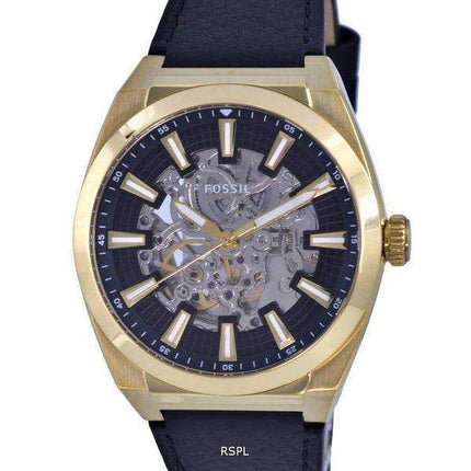 Fossil Everett Skeleton Leather quadrante nero automatico ME3208 orologio da uomo