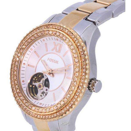 Fossil Stella accenti di cristallo quadrante argento automatico ME3214 orologio da donna