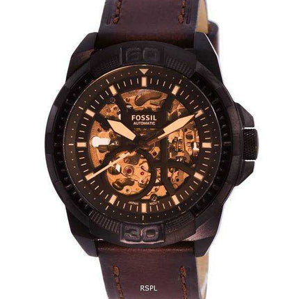 Orologio da uomo Fossil Bronson in pelle con quadrante scheletro automatico ME3219