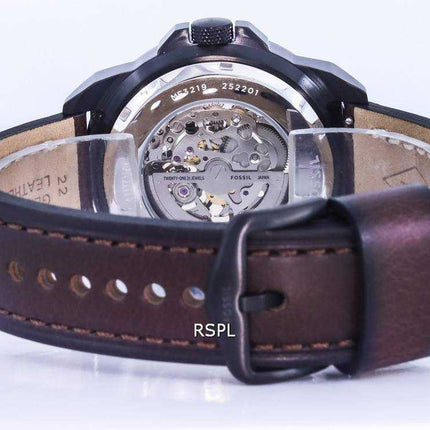 Orologio da uomo Fossil Bronson in pelle con quadrante scheletro automatico ME3219