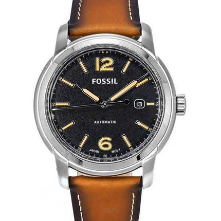 Orologio da uomo Fossil Heritage Luggage con cinturino in pelle e quadrante nero automatico ME3233