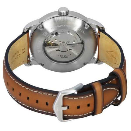 Orologio da uomo Fossil Heritage Luggage con cinturino in pelle e quadrante nero automatico ME3233