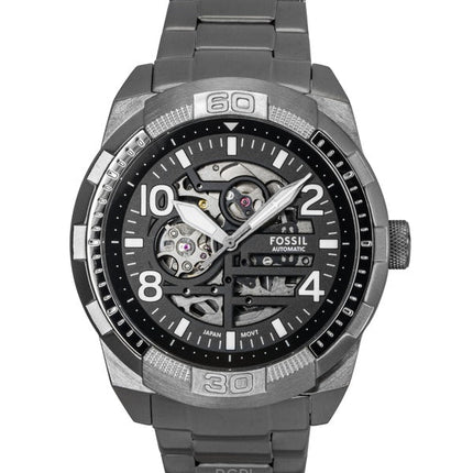Orologio da uomo Fossil Bronson in acciaio inossidabile con quadrante scheletrato nero automatico ME3255