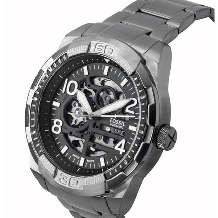 Orologio da uomo Fossil Bronson in acciaio inossidabile con quadrante scheletrato nero automatico ME3255