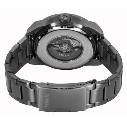 Orologio da uomo Fossil Bronson in acciaio inossidabile con quadrante scheletrato nero automatico ME3255