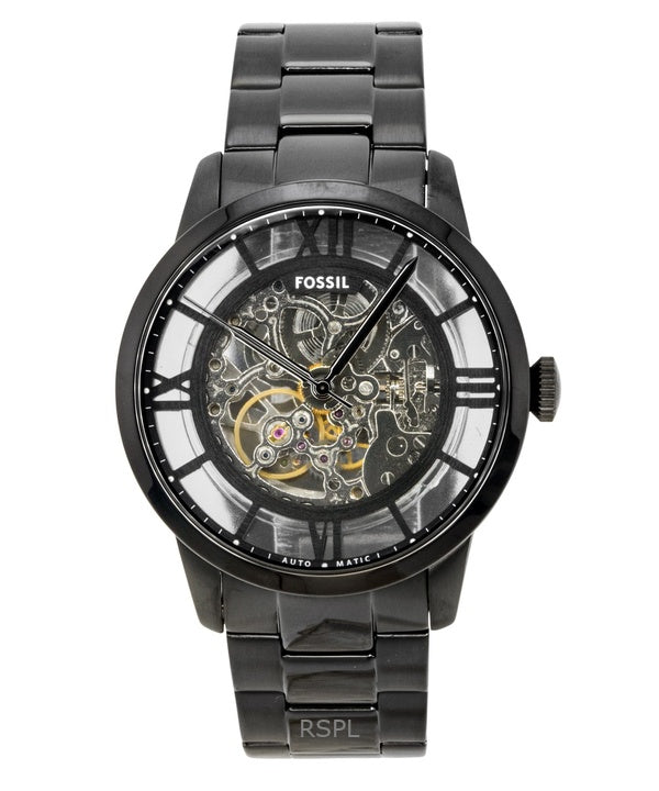 Orologio da uomo Fossil Townsman in acciaio inossidabile con quadrante scheletrato nero automatico ME3269