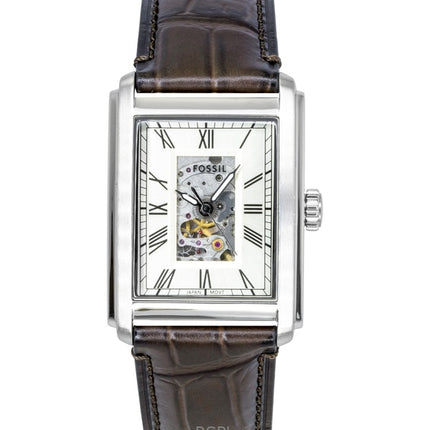 Orologio da uomo Fossil Carraway Croco con cinturino in pelle Open Heart e quadrante beige automatico ME3272