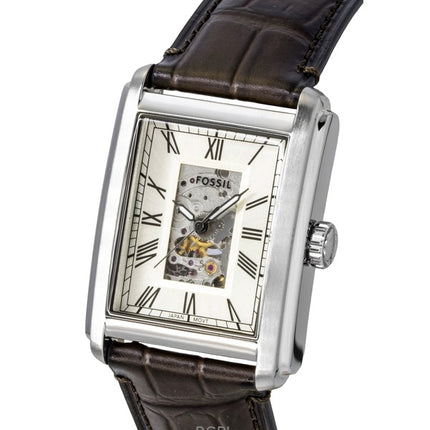 Orologio da uomo Fossil Carraway Croco con cinturino in pelle Open Heart e quadrante beige automatico ME3272