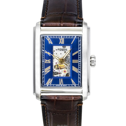 Orologio da uomo Fossil Carraway Croco con cinturino in pelle Open Heart e quadrante blu automatico ME3273