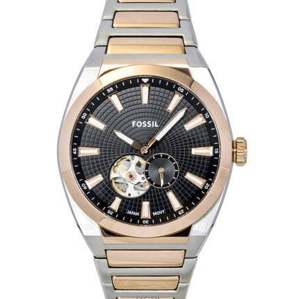 Orologio da uomo Fossil Everett bicolore in acciaio inossidabile con quadrante nero e quadrante automatico ME3277