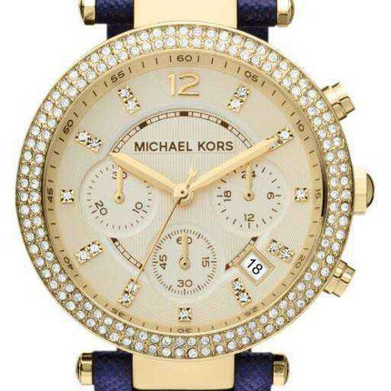 Michael Kors Cronografo Parker Cinturino in pelle blu scuro MK2280 Orologio da donna