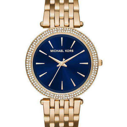 Orologio da donna Michael Kors Darci con quadrante blu tono oro cristalli MK3406