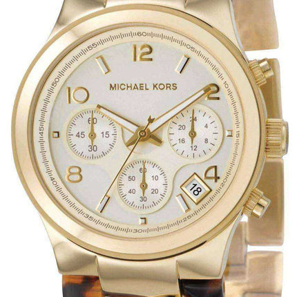Michael Kors - Orologio da donna con cinturino in acrilico color oro MK4222