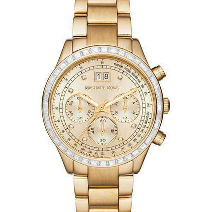 Michael Kors Brinkley Chronograph Gold Tone Crystals MK6187 Orologio da donna