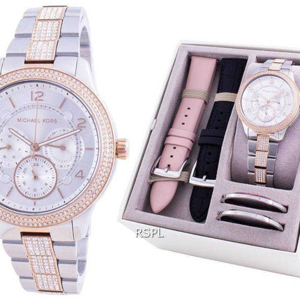 Michael Kors Runway Diamond Accents Quartz MK6727 con cinturino regalo set orologio da donna