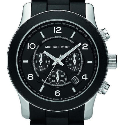 Orologio da uomo Michael Kors Runway Chronograph in poliuretano nero MK8107