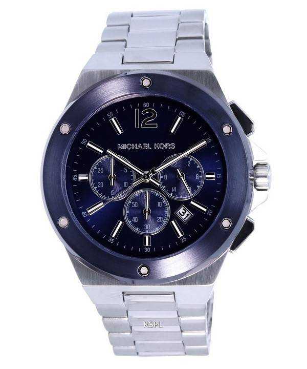 Orologio da uomo Michael Kors Lennox cronografo in acciaio inossidabile quadrante blu al quarzo MK8938