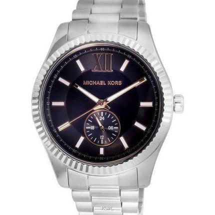 Orologio da uomo Michael Kors Lexington in acciaio inossidabile multifunzione quadrante nero al quarzo MK8946 100M da uomo