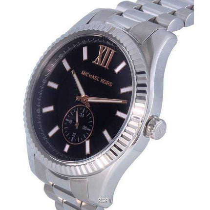 Orologio da uomo Michael Kors Lexington in acciaio inossidabile multifunzione quadrante nero al quarzo MK8946 100M da uomo