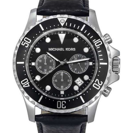 Orologio da uomo Michael Kors Everest cronografo in pelle blu scuro quadrante nero al quarzo MK9091 100M