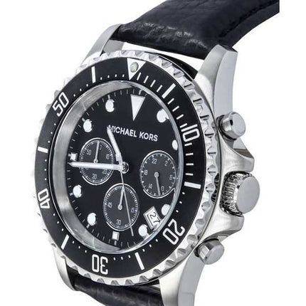 Orologio da uomo Michael Kors Everest cronografo in pelle blu scuro quadrante nero al quarzo MK9091 100M