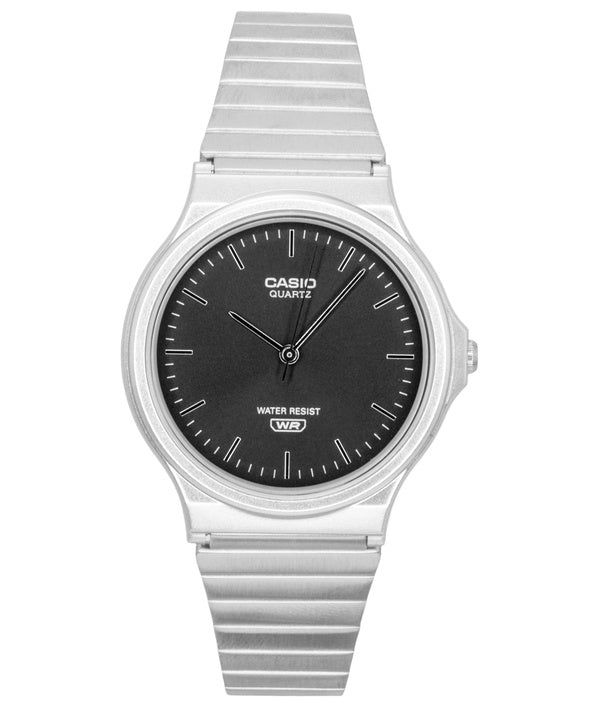 Orologio Casio analogico unisex con bracciale in acciaio inossidabile, quadrante argentato a raggiera e movimento al quarzo MQ-24DA-1A.