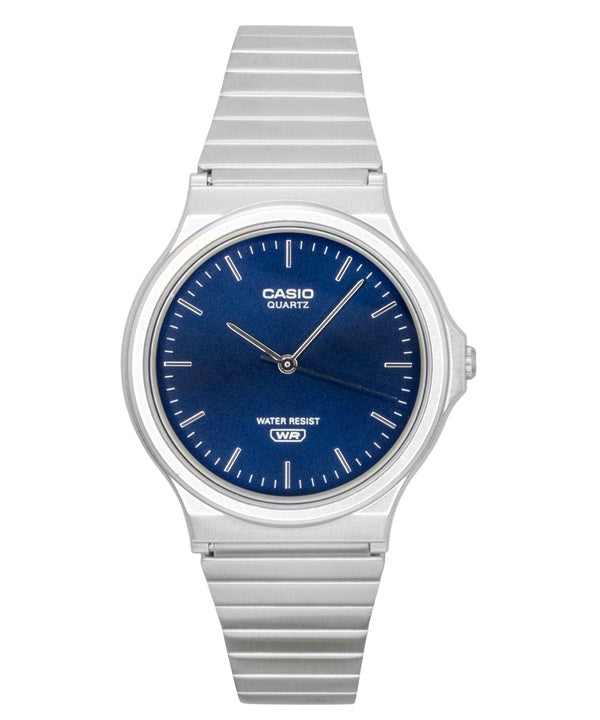 Orologio Casio analogico unisex con quadrante blu e movimento al quarzo, modello MQ-24DA-2A, in acciaio inossidabile.
