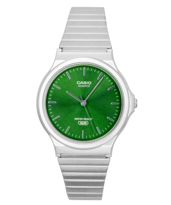 Orologio Casio analogico unisex con quadrante verde in acciaio inossidabile, modello MQ-24DA-3A al quarzo.