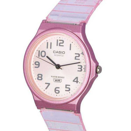 Orologio da donna Casio POP analogico rosa con cinturino in resina trasparente al quarzo MQ-24S-4B MQ24S-4B