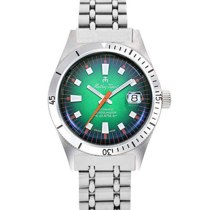 Orologio da uomo Mathey-Tissot Mergulhador in acciaio inossidabile con quadrante verde automatico MRG2 200M con cinturino extra