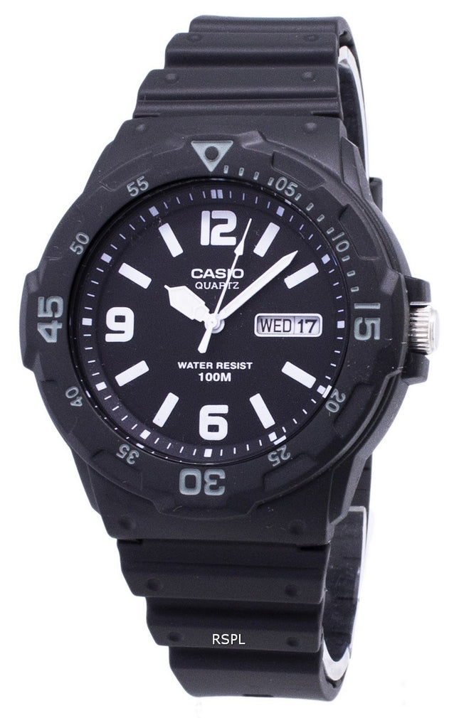 Orologio da uomo Casio Quartz Analog 100M nero con cinturino in resina MRW-200H-1B2VDF MRW200H-1B2VDF Orologio da uomo